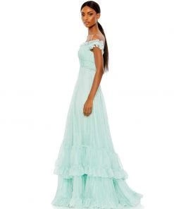 Mac Duggal Shop For Ruffle Tiered Babydoll Flowy Gown