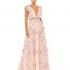 Ieena For Mac Duggal Ruffled Floral Print Cap Sleeve Gown Shop For