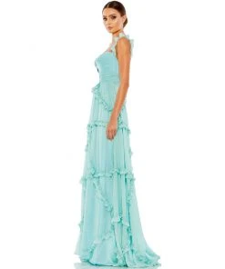 Mac Duggal Shop For Ruffle Tiered Sleeveless Flowy A Line Gown