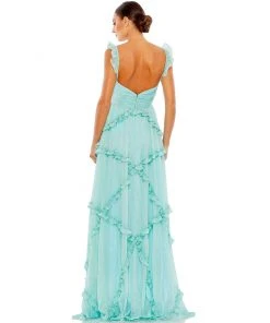 Mac Duggal Shop For Ruffle Tiered Sleeveless Flowy A Line Gown