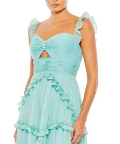 Mac Duggal Shop For Ruffle Tiered Sleeveless Flowy A Line Gown