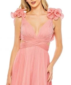 Mac Duggal Ruffle Sleeve V Neck A Line Gown Shop For