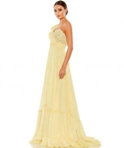 Mac Duggal Embellished Soft Tie One Shoulder Ruffle Gown Shop For 6 Mac Duggal Embellished Soft Tie One Shoulder Ruffle Gown Shop For
