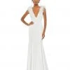 Mac Duggal Shop For Feather Shoulder V Neck Column Gown