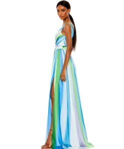 Mac Duggal Striped Multi Sleeveless Gown Shop For