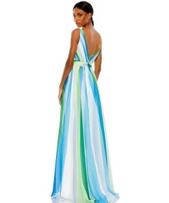 Mac Duggal Striped Multi Sleeveless Gown Shop For