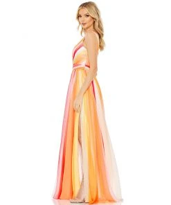 Mac Duggal Striped Multi Sleeveless Gown Shop For