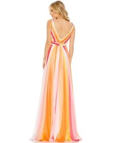 Mac Duggal Striped Multi Sleeveless Gown Shop For