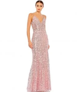 Mac Duggal Shop For Embellished Plunge Neck Sleeveless Trumpet Gown