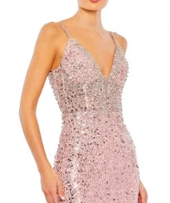 Mac Duggal Shop For Embellished Plunge Neck Sleeveless Trumpet Gown