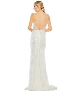 Mac Duggal Shop For Embellished Plunge Neck Sleeveless Trumpet Gown
