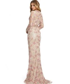 Mac Duggal Floral Applique Trumpet Gown