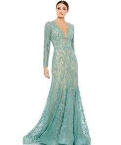 Mac Duggal sale2022 21 Mac Duggal Long Sleeve Embellished Trumpet Gown Shop For