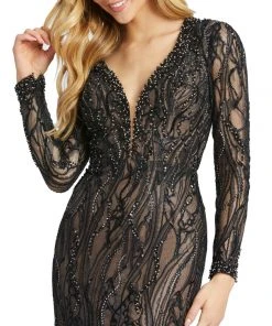 Mac Duggal Long Sleeve Embellished Trumpet Gown Shop For