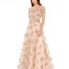 Mac Duggal Champagne Short Sleeve Gown