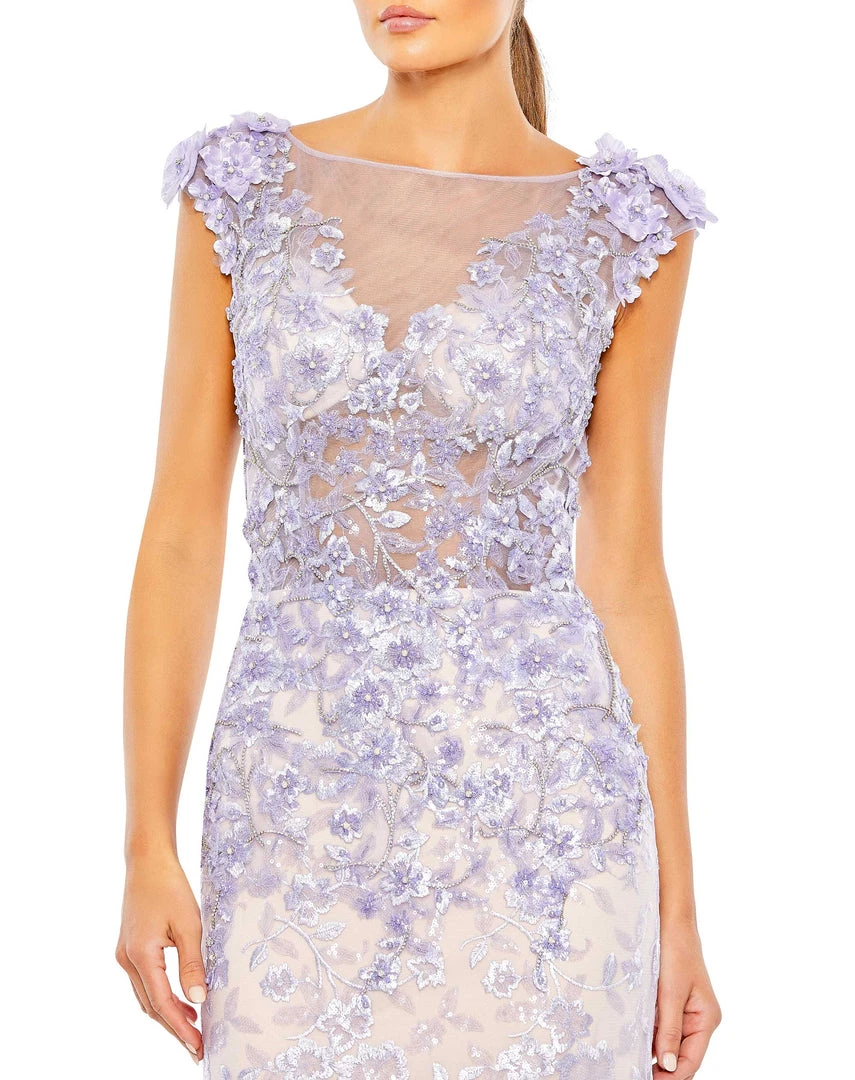 Mac Duggal Embellished Cap Sleeve Cowl Neck Trumpet Gown 3 Mac Duggal Embellished Cap Sleeve Cowl Neck Trumpet Gown