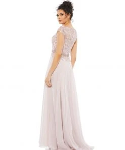 Mac Duggal Embellished Cap Sleeve Bodice Flowy Gown Shop For