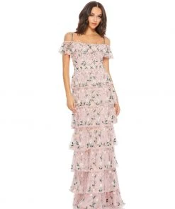 Mac Duggal Layered Floral Embellished Maxi Dress Shop For