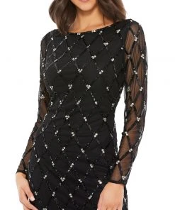 Mac Duggal Lattice Sequined Gown
