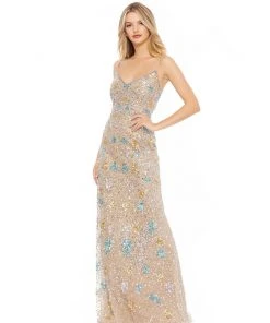 Mac Duggal Floral Sequin Gown With Strappy Back Shop For