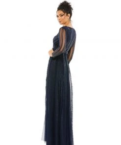 Mac Duggal Mother Of The Bride + Groom Dresses Elegant Embellished Surplice Evening Gown
