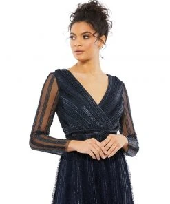 Mac Duggal Mother Of The Bride + Groom Dresses Elegant Embellished Surplice Evening Gown 5 Mac Duggal Mother Of The Bride + Groom Dresses Elegant Embellished Surplice Evening Gown