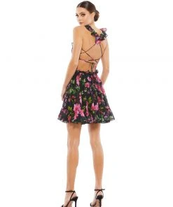 Ieena For Mac Duggal Ruffle Cutout Lace Up Mini Dress Shop For