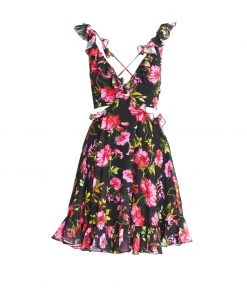 Ieena For Mac Duggal Ruffle Cutout Lace Up Mini Dress Shop For