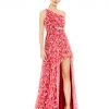Ieena For Mac Duggal Printed One Shoulder Cut Out Hi-Lo Gown
