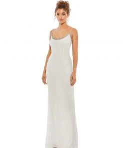 Mac Duggal Shop For Fully Beaded Scoop Neck Gown W/ Rhinestone Neckline