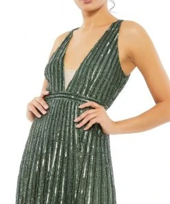 Mac Duggal Sequined Sleeveless Plunge Neck Flowy Gown 11 Mac Duggal Sequined Sleeveless Plunge Neck Flowy Gown