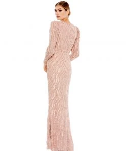 Mac Duggal Beaded Puff Sleeve Trumpet Evening Gown Shop For