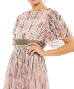 Mac Duggal Embellished Full Length Layered Sleeve Gown Shop For