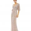 Mac Duggal Shop For Sequined V Neck Cape Sleeve Column Gown