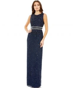 Mac Duggal Sleeveless Sequin Column Gown