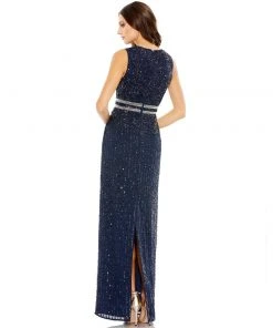 Mac Duggal Sleeveless Sequin Column Gown