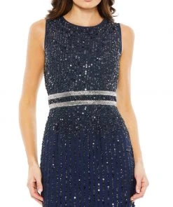 Mac Duggal Sleeveless Sequin Column Gown