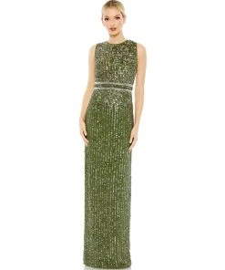 Mac Duggal Sleeveless Sequin Column Gown