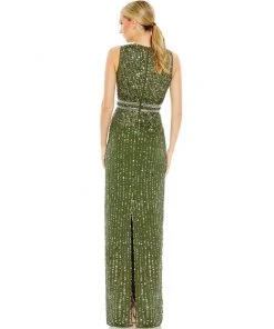 Mac Duggal Sleeveless Sequin Column Gown