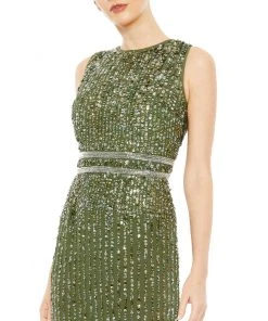 Mac Duggal Sleeveless Sequin Column Gown