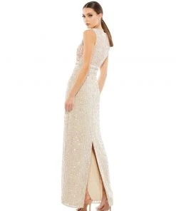 Mac Duggal Sleeveless Sequin Column Gown
