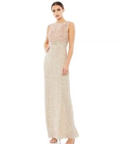 Mac Duggal Sleeveless Sequin Column Gown
