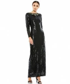 Mac Duggal Shop For Sequined Embellished Collar Gown