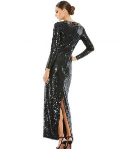 Mac Duggal Shop For Sequined Embellished Collar Gown