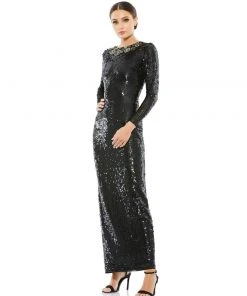 Mac Duggal Shop For Sequined Embellished Collar Gown