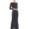 Mac Duggal Shop For Embellished High Neck Illusion Long Sleeve Gown