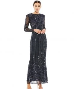Mac Duggal Shop For Embellished High Neck Illusion Long Sleeve Gown