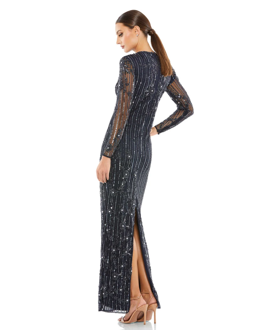 Mac Duggal Shop For Embellished High Neck Illusion Long Sleeve Gown 2 Mac Duggal Shop For Embellished High Neck Illusion Long Sleeve Gown