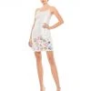 Mac Duggal Sequined Mixed Media Floral Embellished Mini Dress Shop For