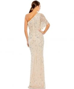 Mac Duggal Shop For Embellished One Shoulder Draped Gown